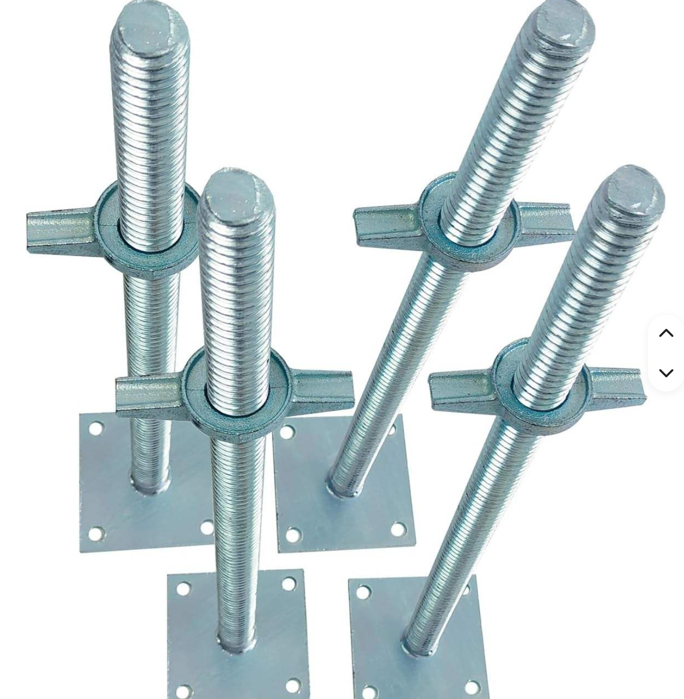 Adjustable screw jack base with solid spindle and base plate
