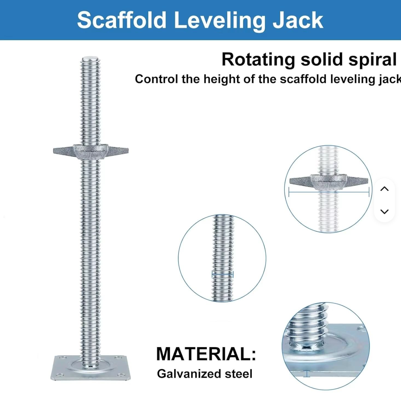 Galvanized scaffold leveling jack for height adjustment